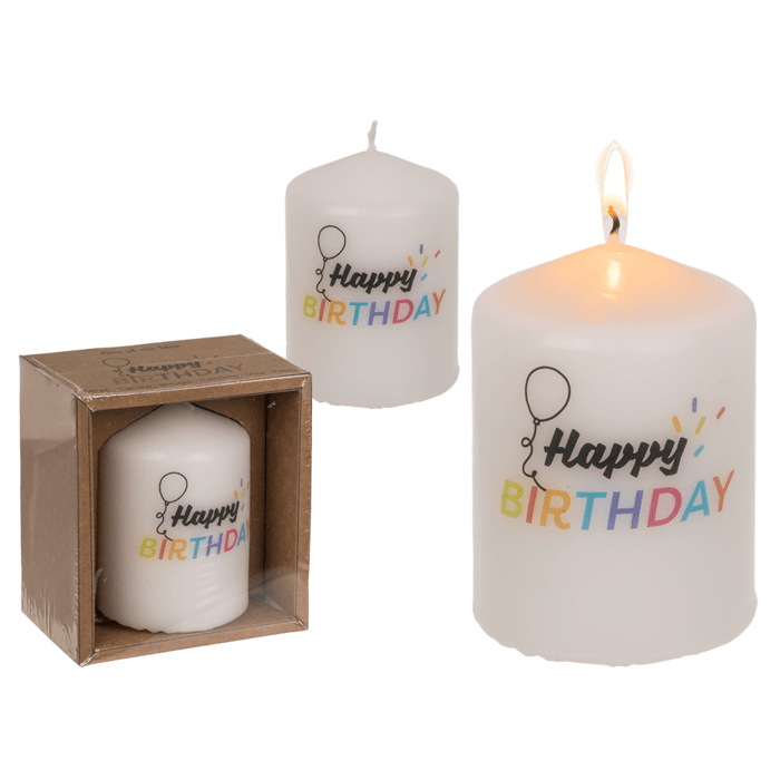 "Happy Birthday" Pillar candle - TLC Gifting