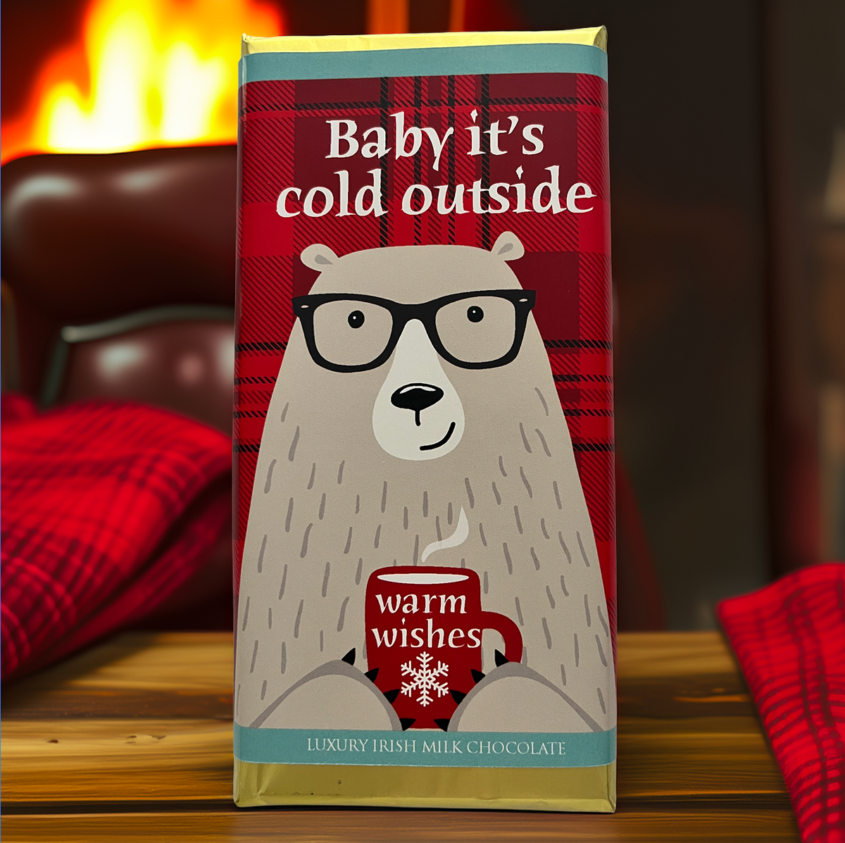 Irish chocolate bar with Baby It's Cold Outside winter design