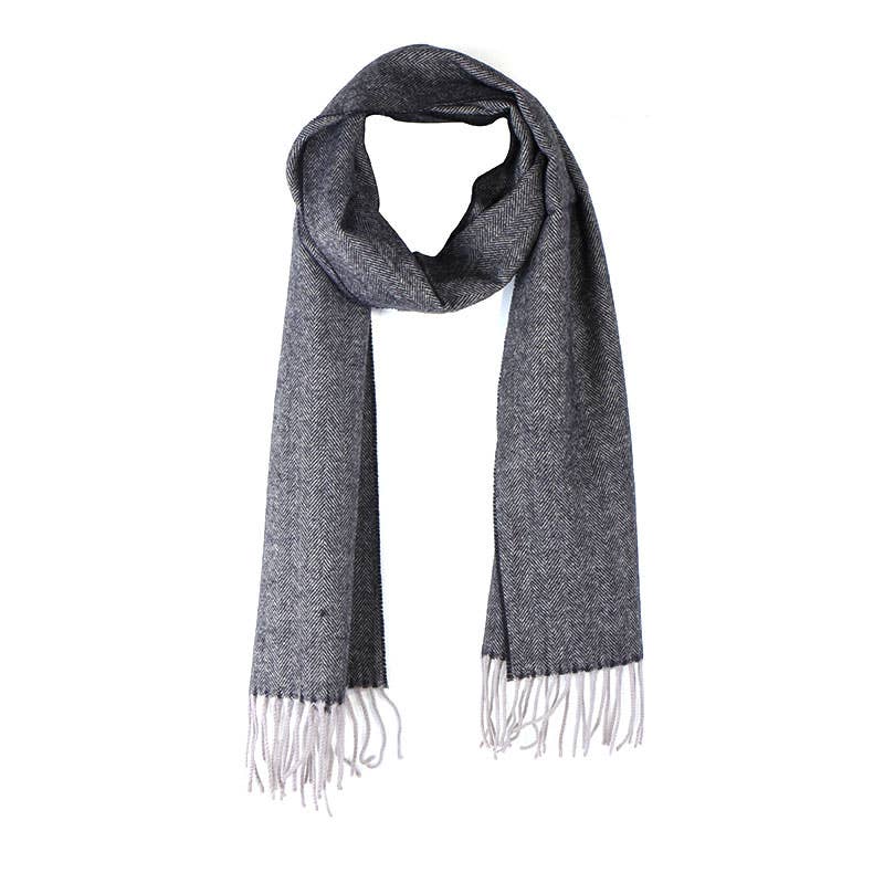 mens celtic tweed scarf grey herringbone ireland