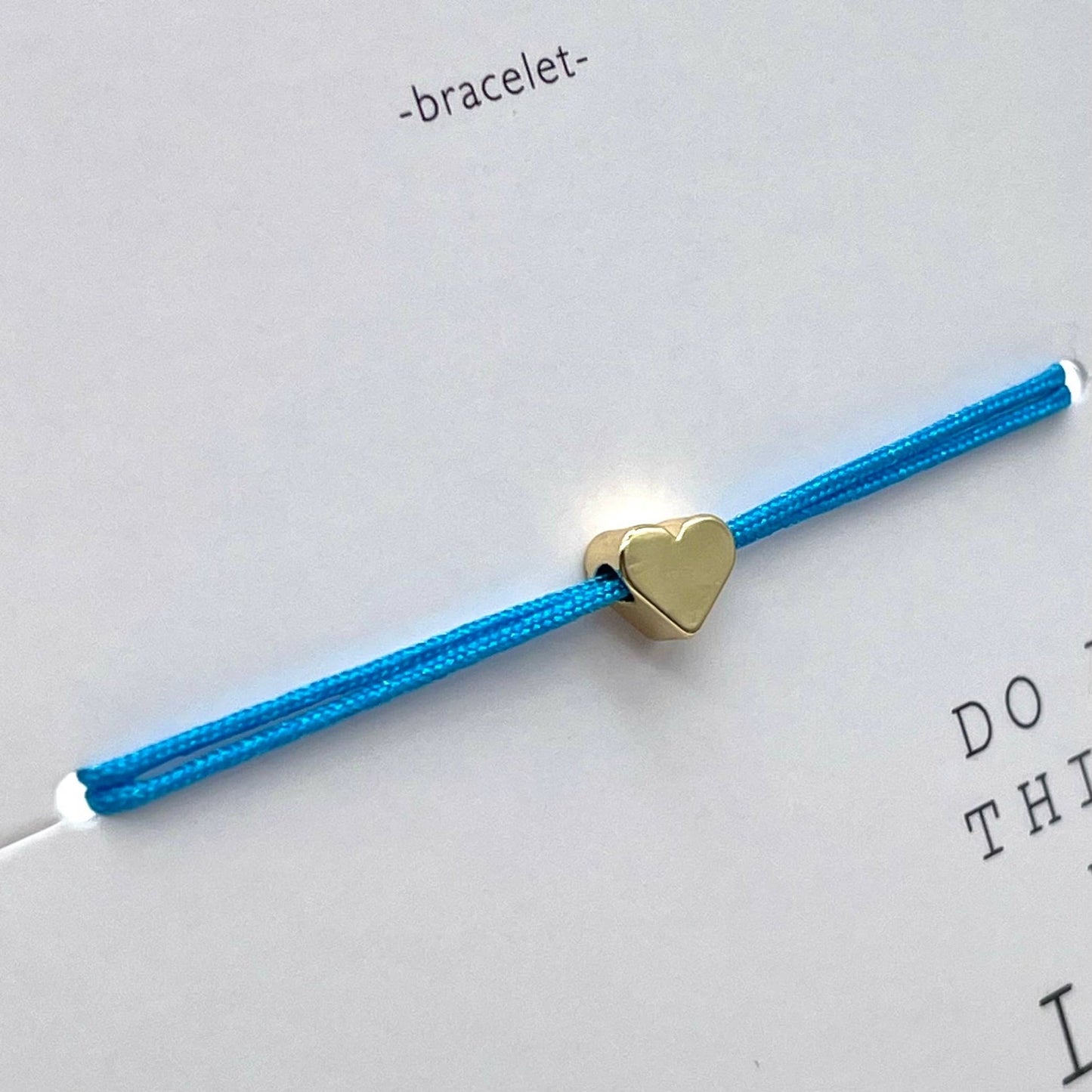 Mini Heart Blue Zircon Bracelet – Adjustable Gold - Coloured Charm - TLC Gifting