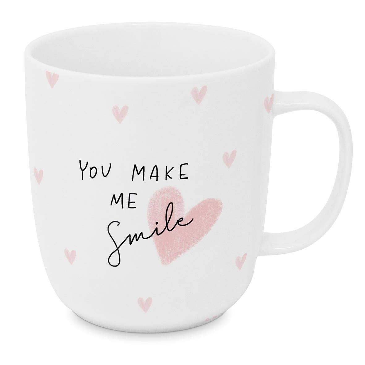 “You Make Me Smile” Pink Hearts Mug – Porcelain Gift Mug - TLC Gifting