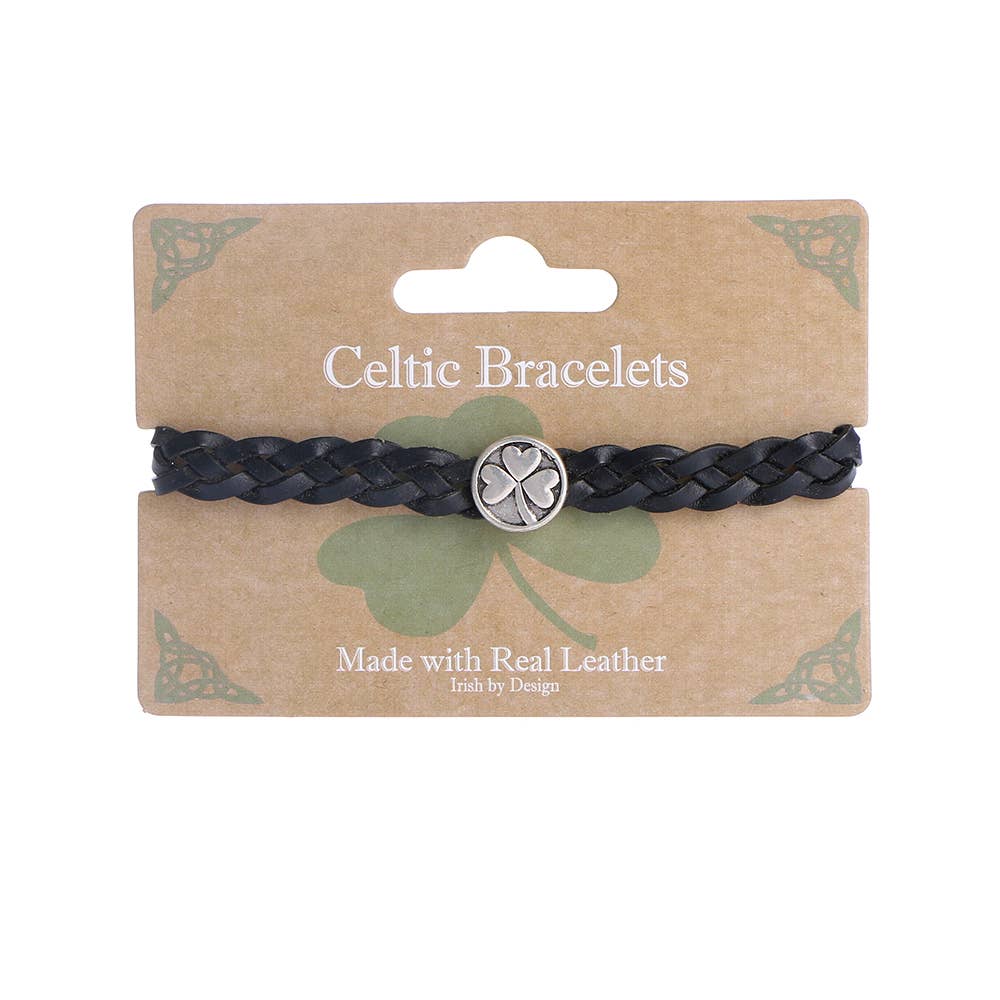 black leather shamrock bracelet ireland