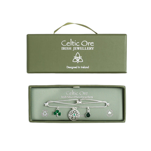 Celtic Ore Shamrock Bracelet – Silver - Plated - TLC Gifting