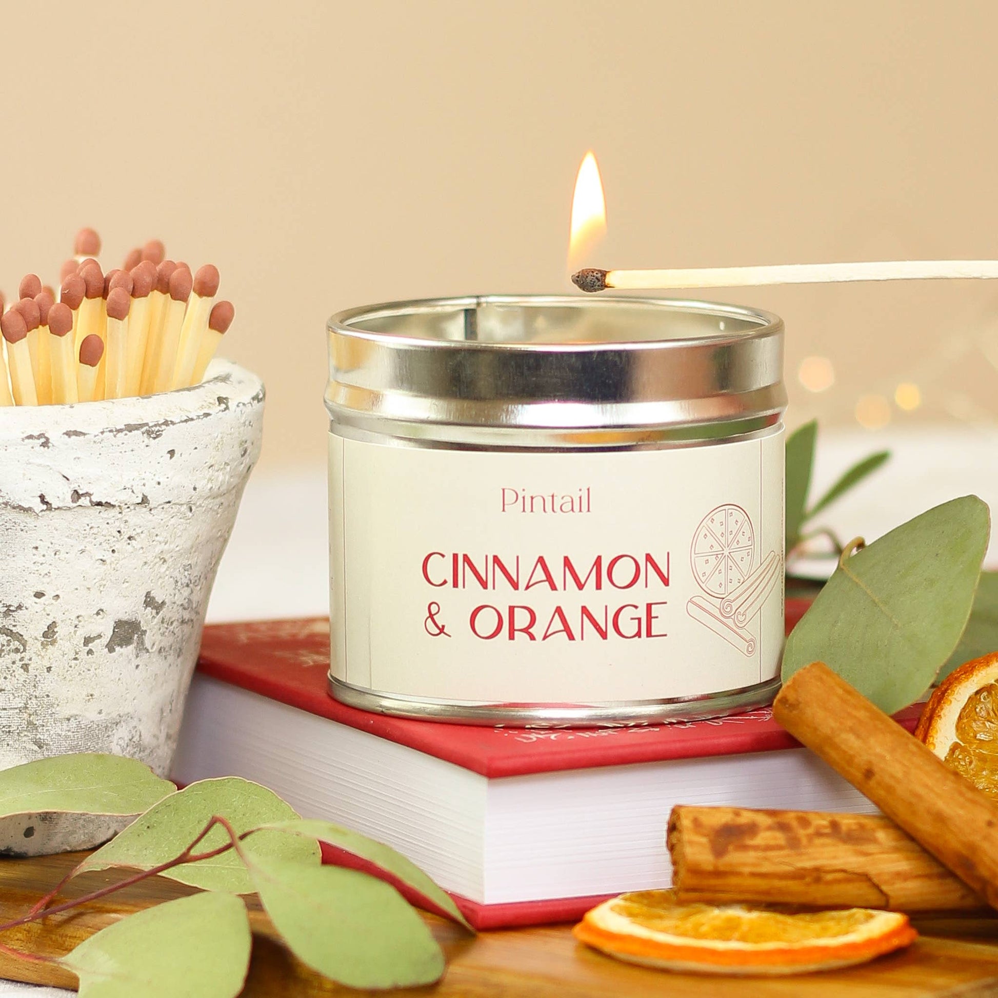 Cinnamon & Orange Classic Tin Candle – Warm Yuletide Fragrance - TLC Gifting