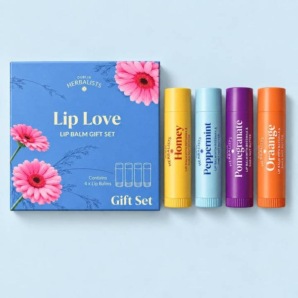 Dublin Herbalists natural lip balm gift set with four lip balms
