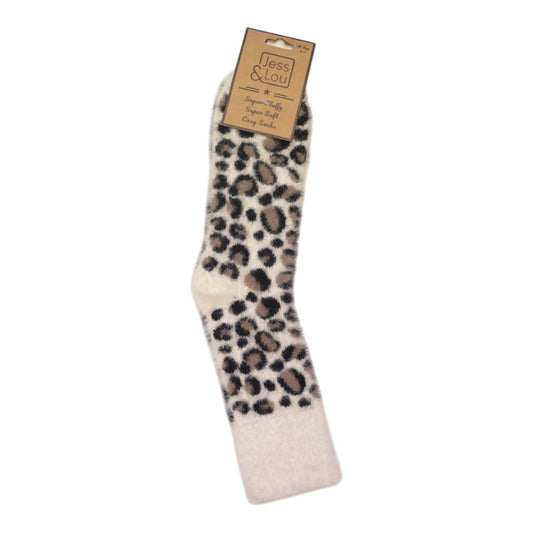 super soft leopard print cosy ladies socks