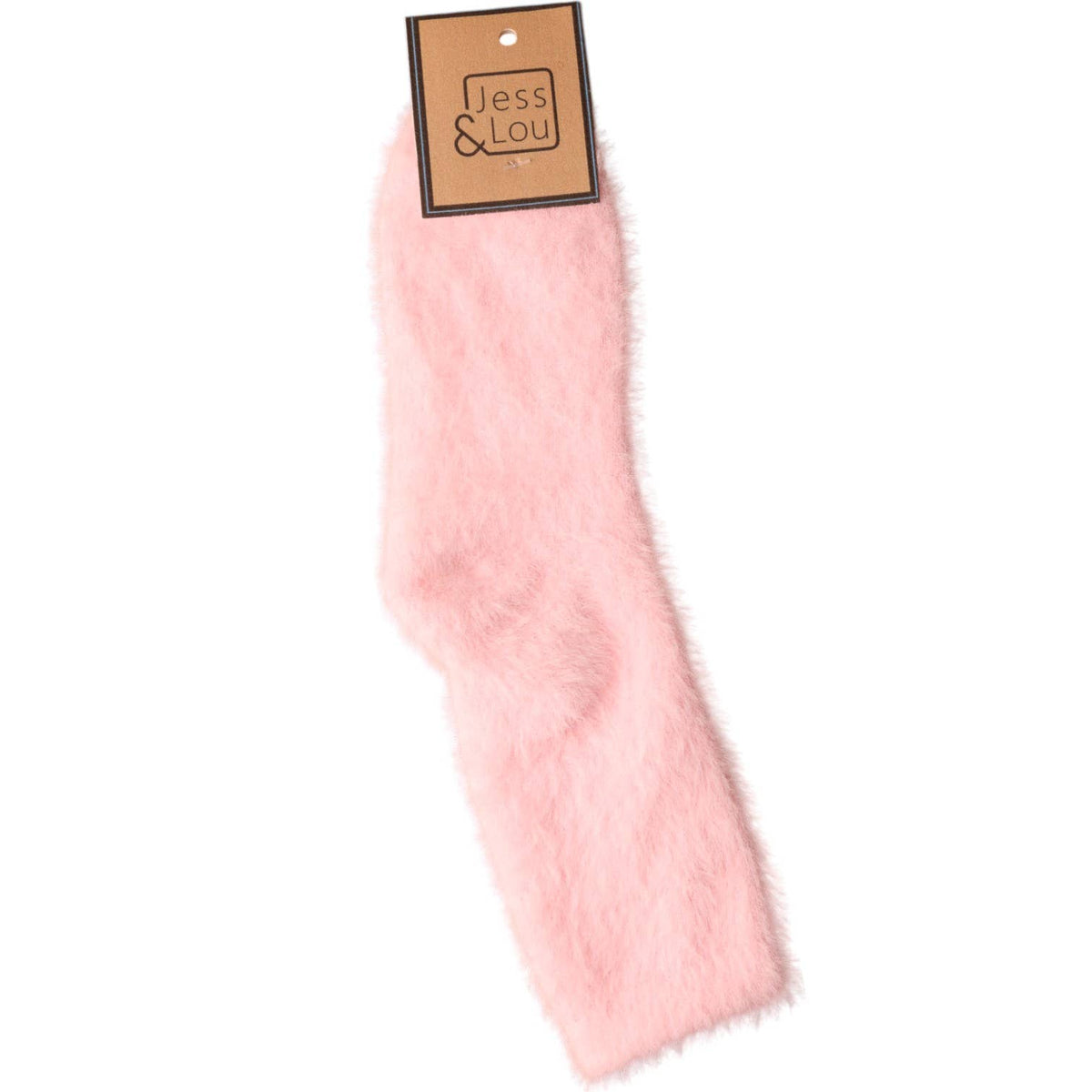 fluffy pink socks with ribbed cuff