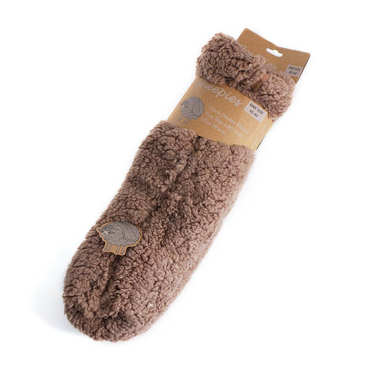Large Woolly Slipper Socks – Brown | Unisex Irish Made Comfort - TLC Gifting