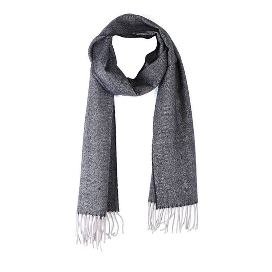 mens celtic tweed scarf grey herringbone ireland