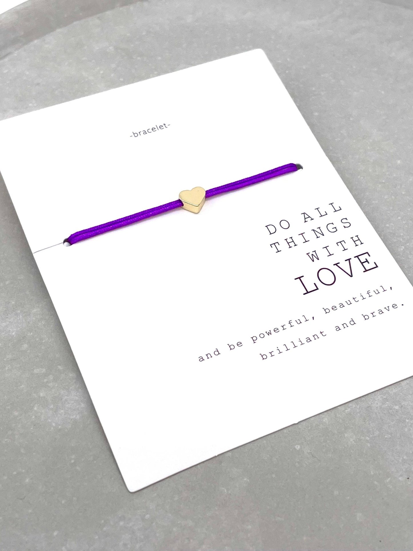 Mini Purple Heart Bracelet – Gold - Coloured Charm - TLC Gifting