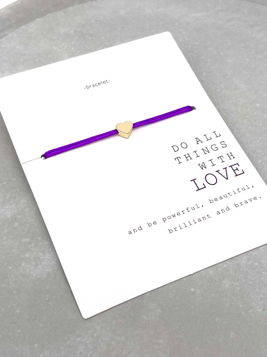 Mini Purple Heart Bracelet – Gold - Coloured Charm - TLC Gifting