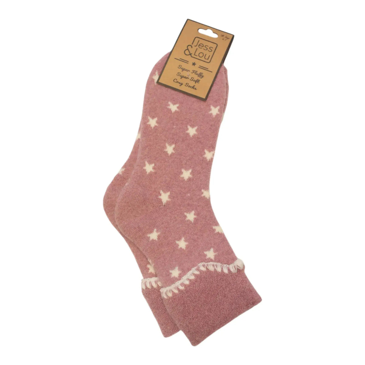 pink and white star wool blend socks Ireland