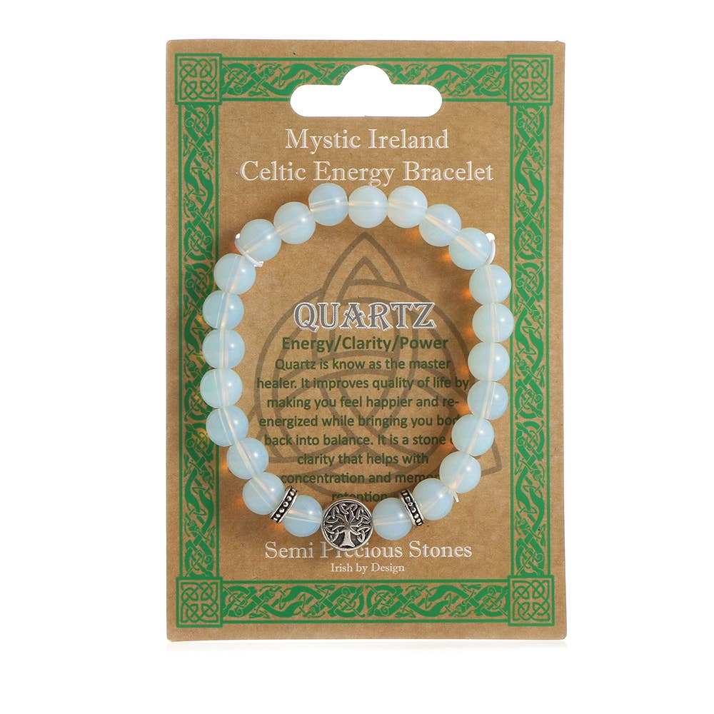 Quartz Semi - Precious Stone Bracelet – Clear, Elastic Design - TLC Gifting