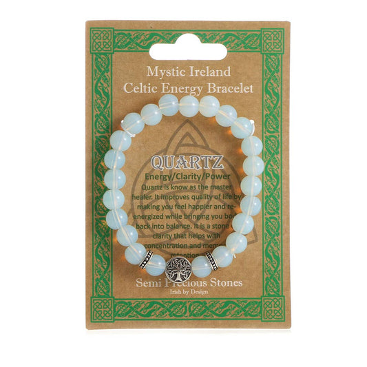 Quartz Semi - Precious Stone Bracelet – Clear, Elastic Design - TLC Gifting
